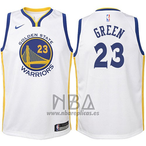 Camiseta Nino Golden State Warriors Draymond Green NO 23 2017-18 Blanco